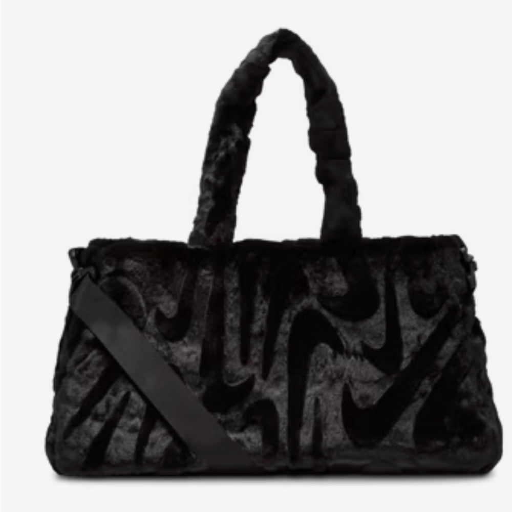 Nike Faux Fur Crossbody Duffel Tote Bag